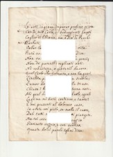 ANTICO SONETTO  MANOSCRITTO