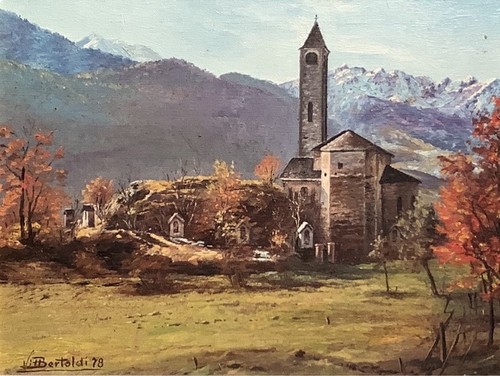 Dipinto olio paesaggio con - olio,
