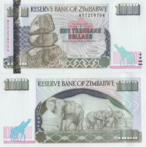 Zimbabwe banconota 000 - banconota, 1.000