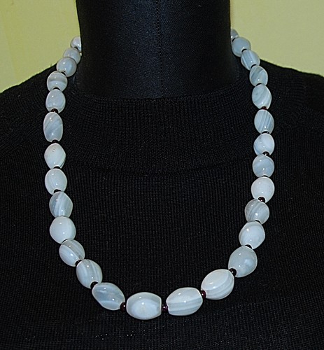 Collana agata bianca con - collana,