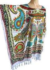 Donna Multicolore Paisley Stampa Kaftano Poncho Tunica Spiaggia Grande Taglie