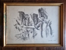 Quadro Litografia Autoritratto di Azzinari 1977 stampa con vetro