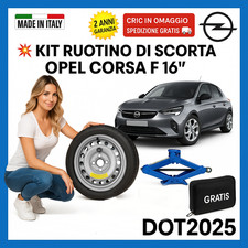💥 Kit Ruotino di Scorta Opel Corsa F 16" Cric 1.5T Astuccio OMAGGIO DOT2025 🛞