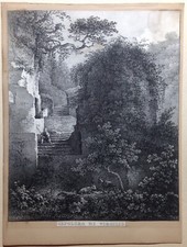 Stampa Antica Litografia Tomba