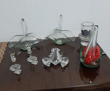 Stock lotto  7 oggetti in vetro scorpione cigno coccinelle cesti nuovi