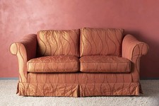 Coppia di divani tessuto rosso