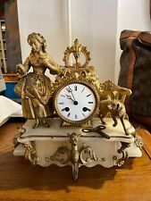 ANTICO OROLOGIO PARIGINA BRONZO E ALABASTRO FRANJUS RAISON FRANCIA XIX SEC.