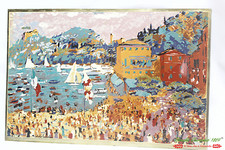 Michele Cascella (1892-1989) - Veduta di Portofino Smalto su lastra ottone