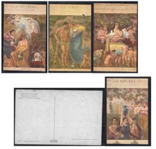 ITALIA LOTTO 4 CARTOLINE MONTECATINI CERAMICHE TETTUCCIO ILLUSTRATORE B CASCELLA