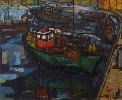 Marinai porto pittura - porto, circa