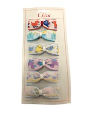 6 HAIR CLIPS BOW ANIMAL