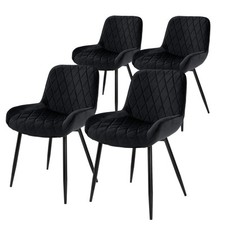 Set 4 sedie sala pranzo velluto nero sedia soggiorno gambe in acciaio
