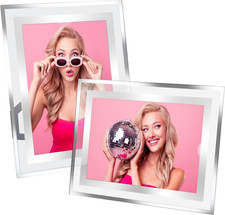 Set Di 2 Cornici Portafoto in Vetro Argentato, 13 X 18 Cm, Moderne, per Foto Di 