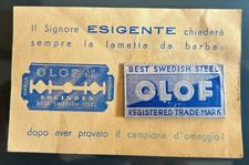 Pubblicità vintage con Lametta da barba allegata  OLOF anni 30