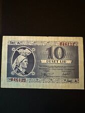 Banconota Occupazione Tedesca Lubjana 10 lire 1944 Serie A 046122 Usata