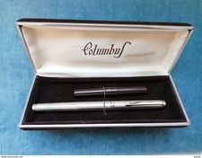 PENNA STILOGRAFICA COLUMBUS PLACCATA ARGENTO 2 CARTUCCE 1960 ITALIA
