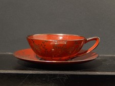 ANTICA RARA TAZZA TE'  RICHARD GINORI CERAMICA SMALTATA DECORO A MANO ARGENTO #