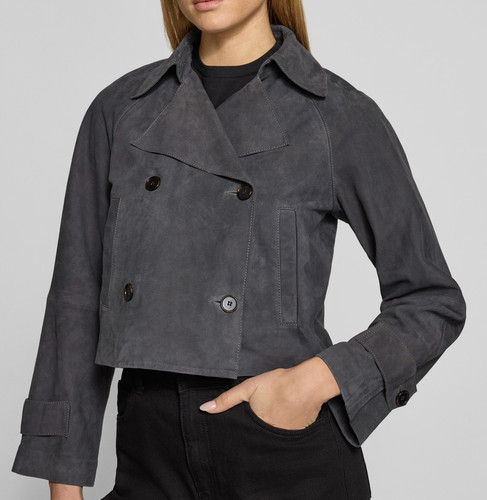 Giacca pelle grigio donna - pelle,