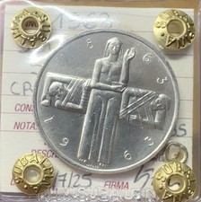MONETA SVIZZERA 5 FRANCHI 1963 CROCE ROSSA 15 gr ARGENTO 835 sigillata qFDC