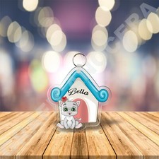 Portachiavi in Plexiglasss a forma di Casa con il Nome del tuo Gatto idea regalo