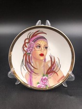 Piattino piatto quadro miniatura soprammobile ritratto della donna HERVIT D10cm