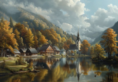 Quadro lago stampa artistica