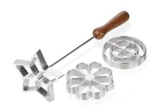 STAMPO PER FRITTELLE CIALDE STAMPINI CON 3 FORMINE IN ALLUMINIO