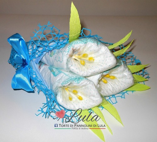 Torta pannolini bouquet fiori - torta,