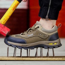 Scarpe Antinfortunistiche da Lavoro Uomo Antistrappo Antiforatura Sneakers Antiscivolo Passeggio Marrone