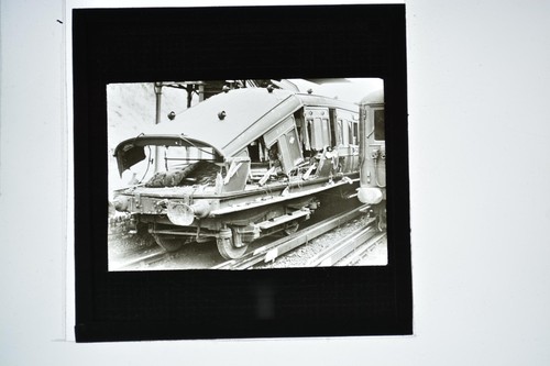 Damaged railway carriage train - damaged,