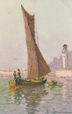 C4 - Cp Cartolina Illustrata Barca a Vela Imbarcazione - Fp Vg 1939