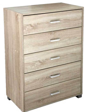 CASSETTIERA MODERNA 5 CASSETTI h101*68*40 cm SETTIMINO ROVERE SBIANCATO MARRONE