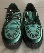 T.U.K. CREEPERS Verde Smeraldo Velluto Mondo Uomo 3 Donna 5 TUK NUOVO Unisex Gotico Alt