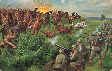 Ak 1.WK Battaglia Contro Ingl. Cavalleria Soldati Mitragliatrice 1915 Patriotika