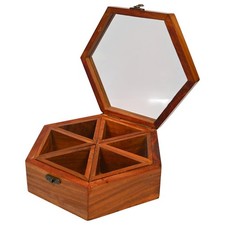 Wooden Hexagon Masala Box with