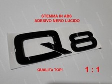 STEMMA LOGO FREGIO SCRITTA ADESIVO NERO LUCIDO  COMPATIBILE AUDI Q8 POSTERIORE