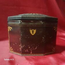 Scatola inglese antica di latta porta thè