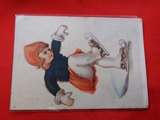CARTOLINA ILLUSTRATA  Bimba con pattini da ghiaccio   - non viaggiata