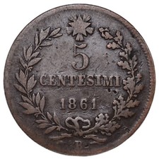 ITALIA REGNO D'ITALIA Vittorio Emanuele II - 5 Centesimi 1861 B Bologna - R2