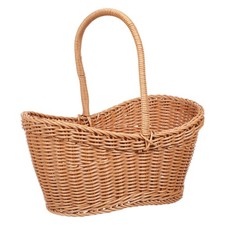  Cestino Artigianale Intrecciato Cesto Con Manico Portaoggetti Tessuto Mano