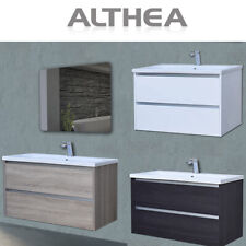 MOBILE BAGNO SOSPESO 120 LEGNO BIANCO QUERCIA CON LAVABO SPECCHIO LED ALTHEA ROY
