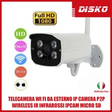 TELECAMERA WI FI DA ESTERNO IP CAMERA P2P WIRELESS IR INFRAROSSI IPCAM MICRO SD