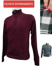 Maglione Uomo collo alto mezza zip Felpato dolcevita Imbottito maglia Invernale