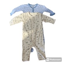 PROMO! PETIT BATEAU  Lotto/Set 2 tutine cotone bimbo/bimba neonato 12 mesi/74 cm