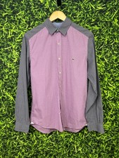 LACOSTE Camicia Uomo Taglia 39 Quadretti Lilla/Grigio Elegante Originale