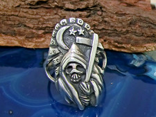 Teschio Grim Reaper Anello 925 Argento Sterling Tgl 67 Teschio Mietitore