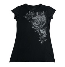 Top vintage Y2K a filo L nero