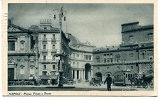 '900 Napoli Piazza Trieste e Trento auto d'epoca tram carrozze FP B/N VG ANIM