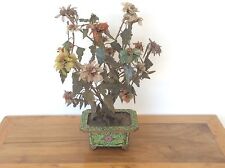 Antico albero cinese di giada peonia grande in Cloisonne Jardiniere C 1890 49 cm H