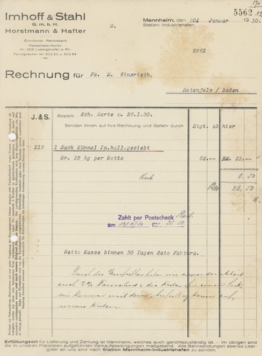 Rechnung imhoff stahl gmbh - rechnung,